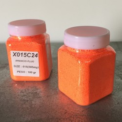 glitter arancio fluo grana media largh. 0,385mm sp. 0,025mm 100gr
