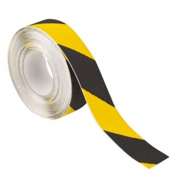 Nastro antiscivolo alta capacit a strisce giallo/nero lato superiore in carburo di calcio con resina protettiva in rotoli da 